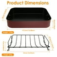 thumbnail image 2 of HLONK Roasting Pan with Rack Carbon Steel Turkey Roaster Pan with Handle Nonstick Roasting Tins Temperature Resistant Roasting Tray Chicken Roaster Pan with Handle for Turkey Chicken, 2 of 9