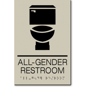 

California ALL GENDER RESTROOM Toilet Wall Sign-Taupe / Black (2 Units)