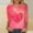 Hot Pink, variant on Elvqul Black Tops for Women Love Print 3/4 Sleeve T-Shirts Soft Crew Neck Young Adult Blouses Tops