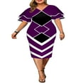 thumbnail image 1 of Femmes Bodycon Crayon Robe Imprimé Manches Évasées Élégant Couture Bureau Robe Cocktail Party Clubwear, 1 of 6