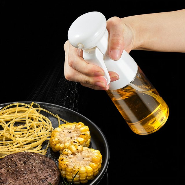 Pulverizador de aceite blanco, pulverizador de aceite de oliva, pulverizador de vinagre y aceite, dispensador para alimentos, cocina, barbacoa, 210 ml
