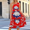 thumbnail image 2 of MaFYtyTPR Women Summer Tank Dress Round Neck Midi Dresses Fashion Print Pleated Flowy Casual Summer Sundress A-Red L, 2 of 6