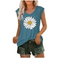 thumbnail image 2 of ALLLIST Blue Womens Tops Clearance Under $5 Floral Sleeveless Crew Neck Tank Tops Tank Tops for Women XXL, 2 of 4
