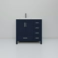 thumbnail image 4 of Jacques 36 in. W Left Offset Navy Blue Bath Vanity, Cultured Marble Top, and Faucet Set, 4 of 8