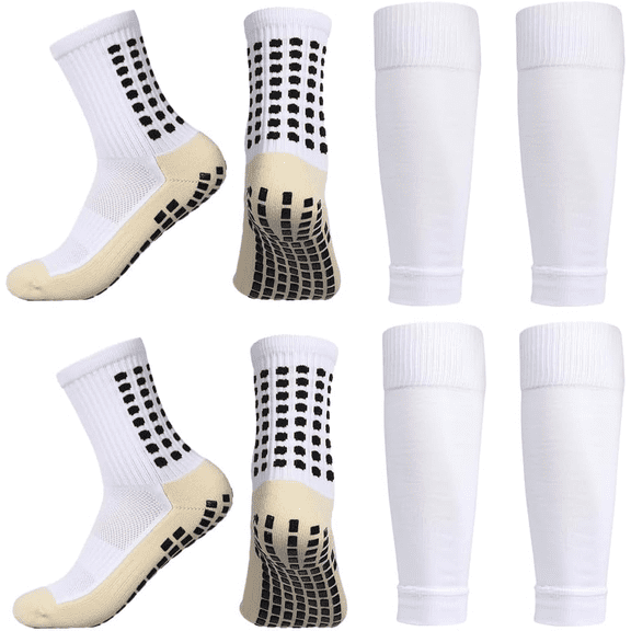 Youth Grip Soccer Socks - Boys and Girls Athletic Sport Socks for Baseball Football Basketball Hockey Rugby 4 Pcs
