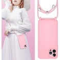 thumbnail image 2 of Crossbody Lanyard Phone case for iPhone 14 Pro 6.1 inch, Silicone Phone Cover with Adjustable Necklace Strap Soft Belt Neck Cord Lanyard Shockproof Protective Case - Pink, 2 of 14