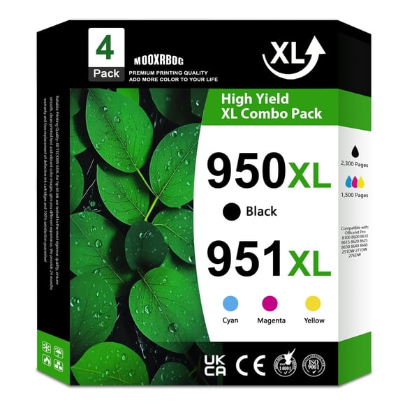 Paquete combinado de cartuchos de tinta Mooxrbog 950XL 951XL (paquete de 4)