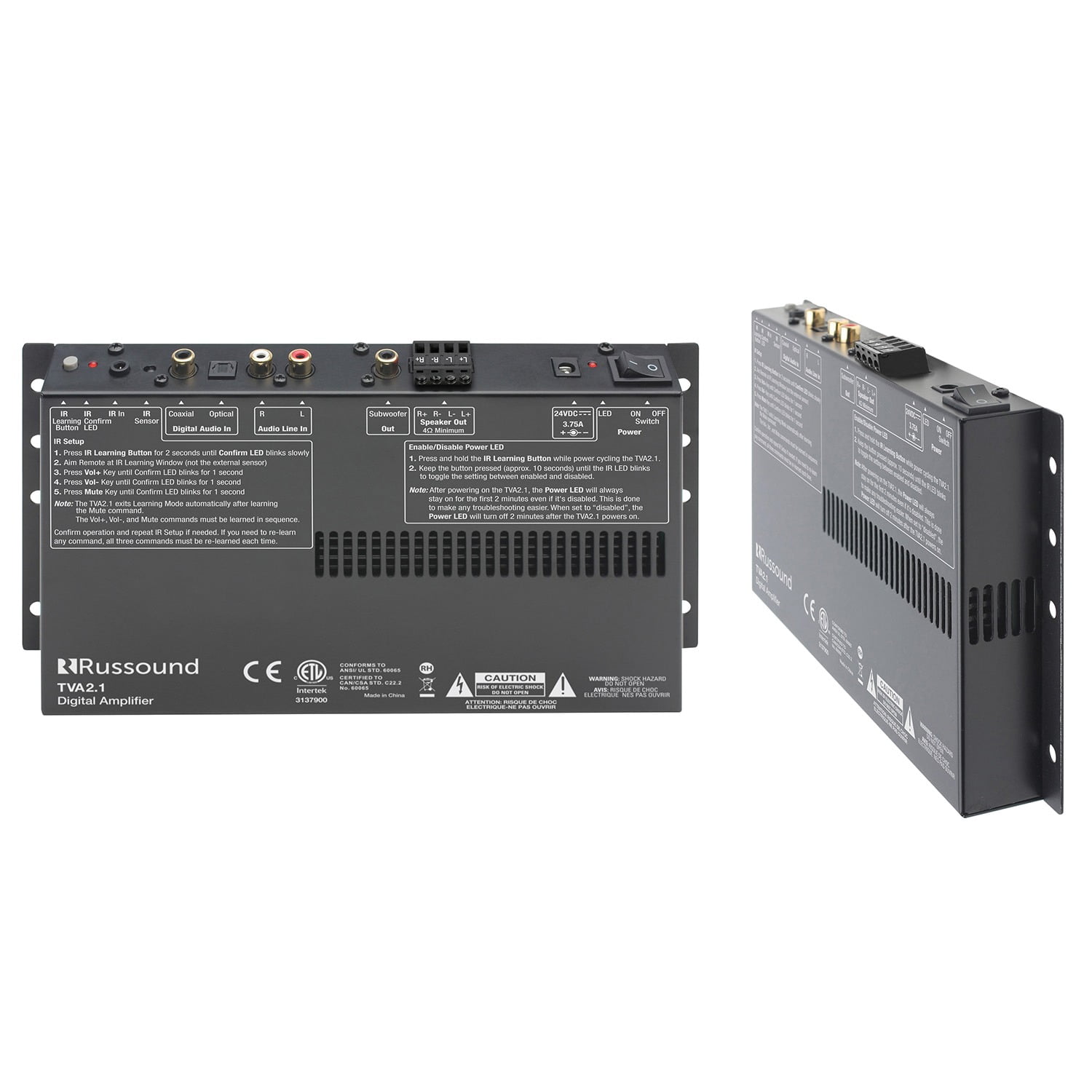Russound TVA2.1 Digital 2-Channel TV Amp with IR Learning and Sub Output