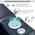 thumbnail image 3 of Home Theater Seating Recliner Sofa, PU Leather Power Recliner Chair with USB Ports, Bluetooth Speaker, Tray Table, LED Lights, Cooling Cup Holder and Arm Storage for Living Room, Blue, 3 of 9