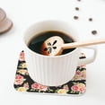 thumbnail image 5 of Lsque Rose Flowers Pattern 4" Drink Coasters Set of 4, PVC Leather Absorbent Coasters, Table Coaster Set Decorative Coffee Cup Coasters Housewarming Gift -Square, 5 of 6