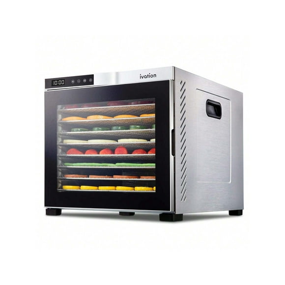 IVATION Ivation 10 Tray Commercial Food Dehydrator Machine, 1000w, Digital Adjustable Timer And Temperature Control, Dryer For Jerky, Herb, Meat, Beef