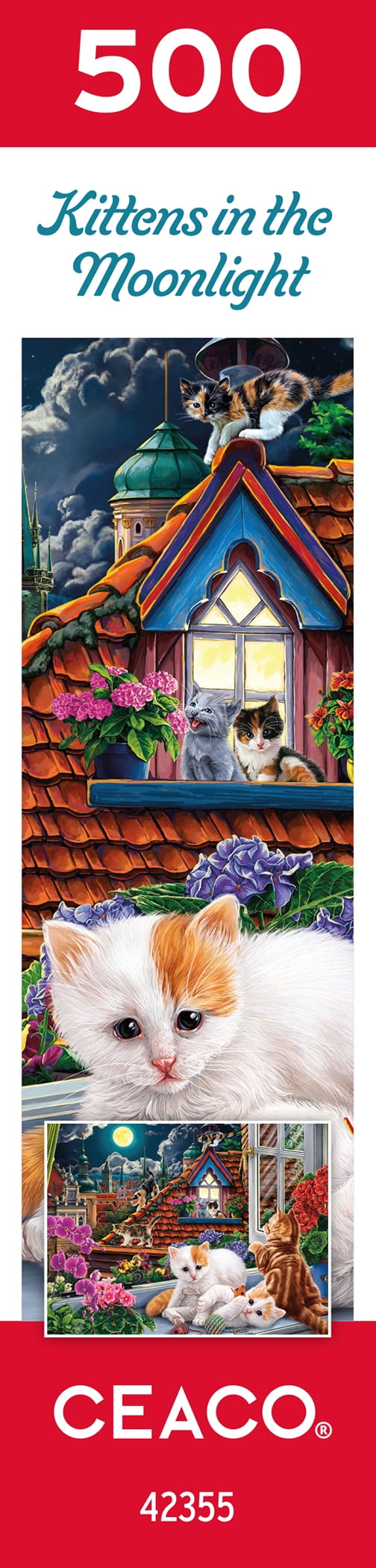 Ceaco Kittens in the Moonlight (Image World) Kevin Whitlark 500 Piece Interlocking Jigsaw Puzzle
