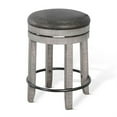 thumbnail image 3 of Zeka Swivel Counter Stool Set of 2, Rich Black Faux Leather, Gray, 3 of 6