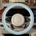 thumbnail image 2 of Nappa Leather Blue Steering Wheel Cover, Advanced Microfiber Leather Non-Slip Breathable Fabric, Warm in Winter and Cool in Summer, Universal 15 Inch, 2 of 7