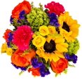 thumbnail image 2 of Hugs and Kisses by Arabella Bouquets Yellow Sunflowers, Pin Cushions, Carnations with Vase, 2 of 5