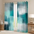 thumbnail image 2 of Manfei Abstract Watercolor Art Kitchen Curtains, Aesthetic Ombre Black Out Curtains Pack of 2 (42x63 Each), Teal White, 2 of 6