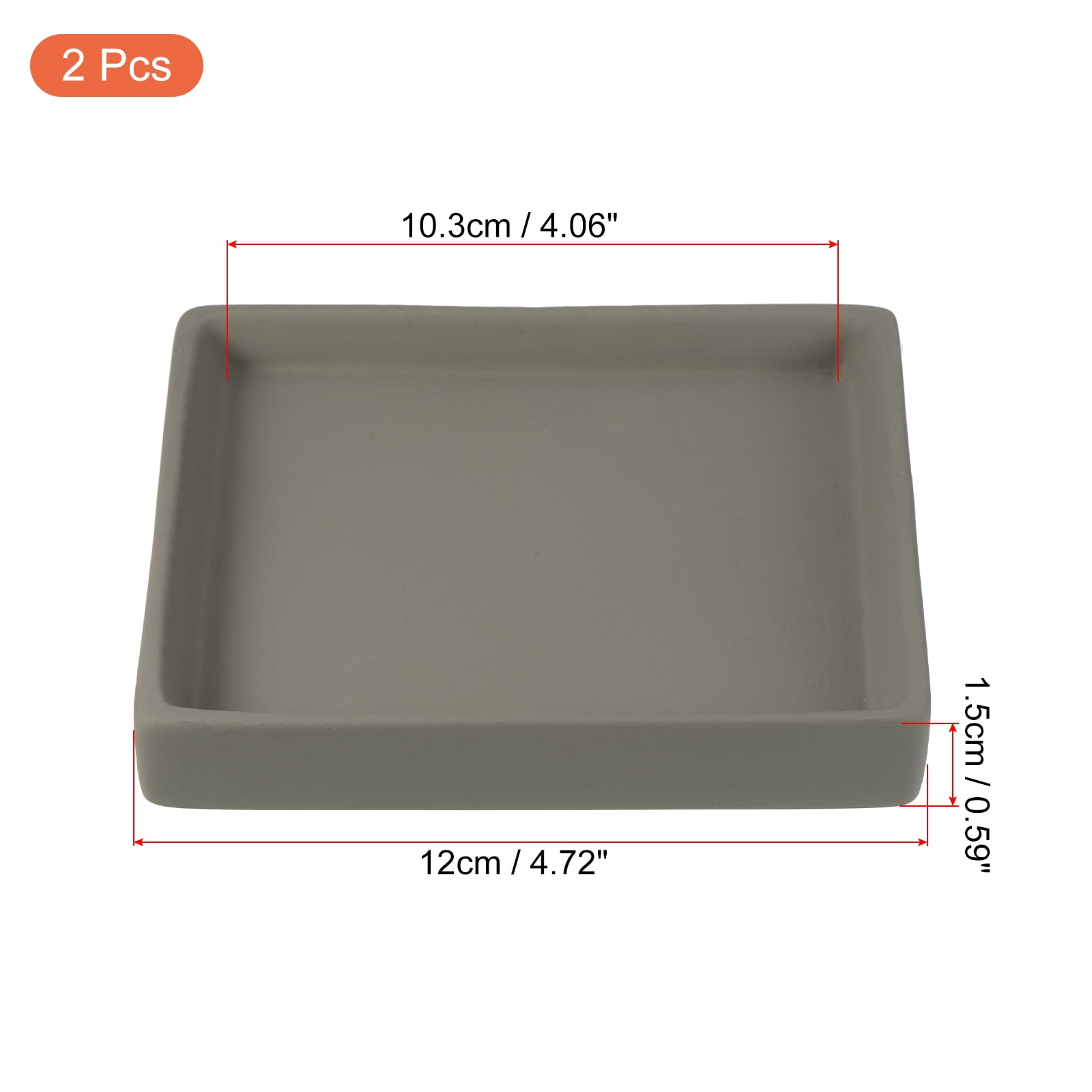 Unique Bargains Ceramic Square Planter Saucer Flower Pot Drip Tray Coaster Dark Gray 5"