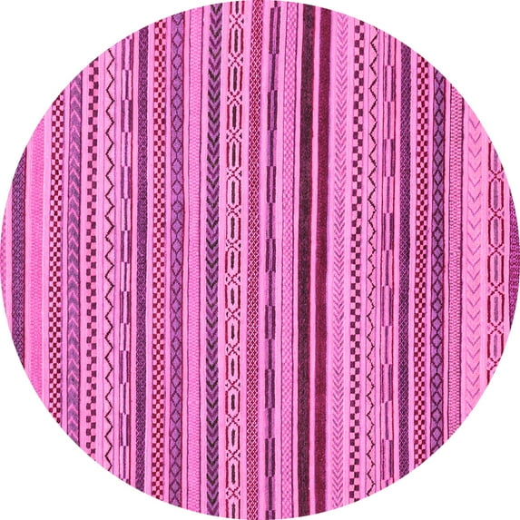 Ahgly Company Indoor Round Abstract Pink Modern Area Rugs, 7' Round