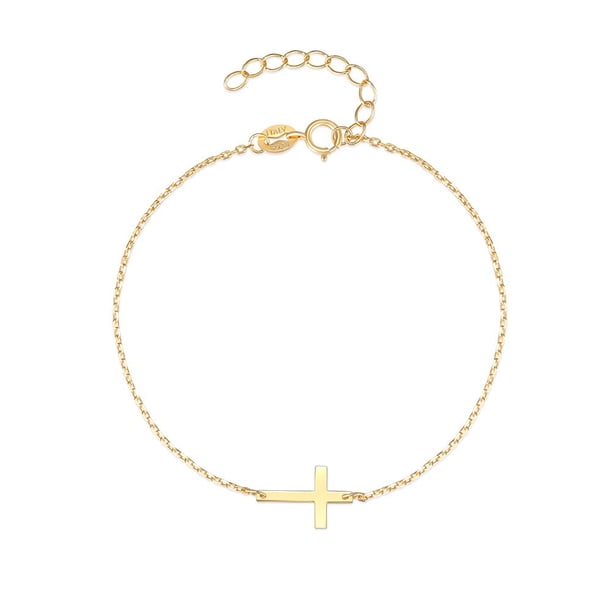Pulsera de Cruz de plata esterlina para mujeres heshpaws s925, Cruz ajustable, caja de regalo de cinturón de plata esterlina, plata