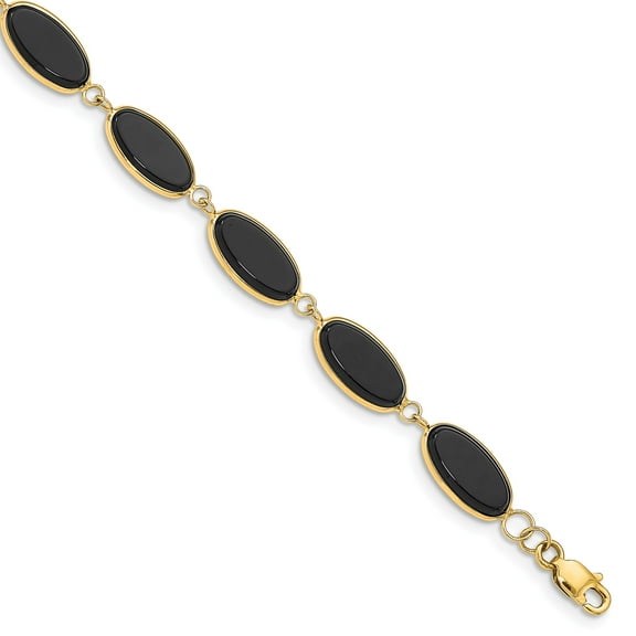 14k Onyx Bracelet in 14k Yellow Gold