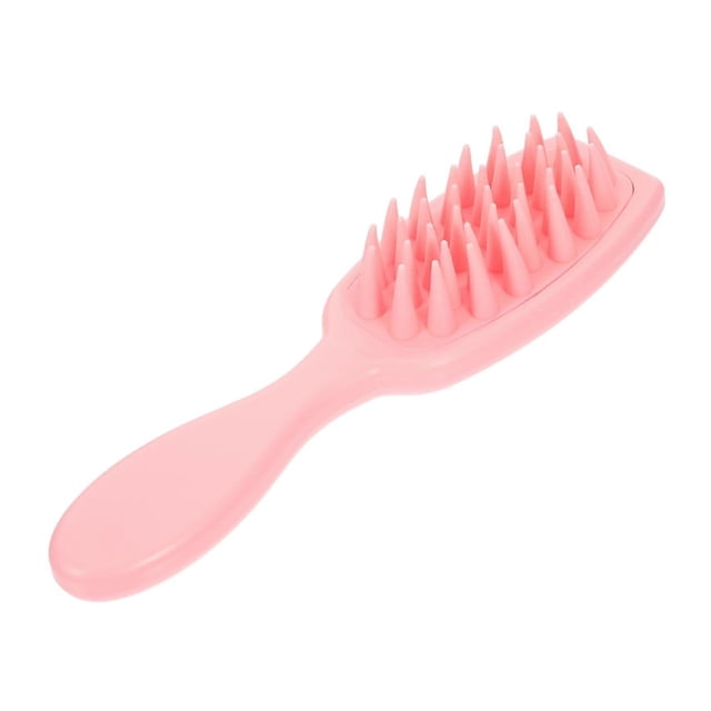 Cepillo masajeador del cuero cabelludo con mango largo ergonómico para eliminar la caspa y lavar el cabello – Rosa