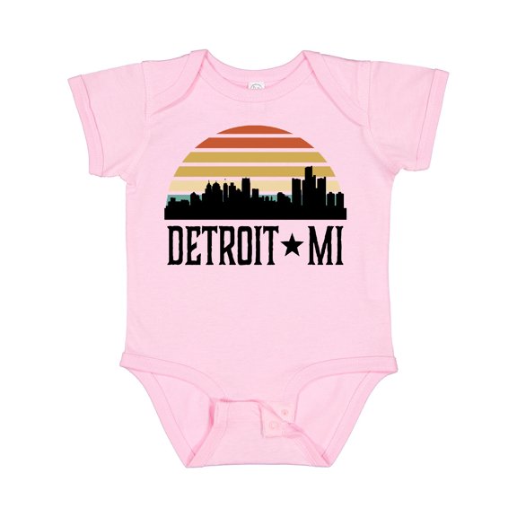 Inktastic Detroit Michigan Skyline Retro Boys or Girls Baby Bodysuit
