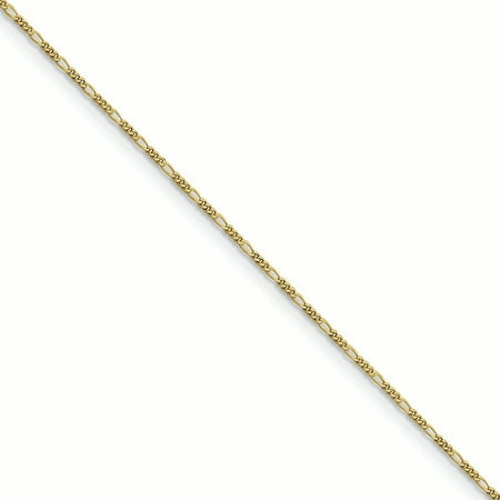 10K Yellow Gold 1.25 MM Flat Figaro Bracelet, 7"