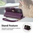 thumbnail image 4 of Decase Anti-Scratch PU Leather Wallet Case Compatible with iPhone 16 Pro Max,Shockproof Magnetic Buckle Hybrid Case Cover with Zipper Pocket Credit Card Slot Cash Slot Wrist Strap Lanyard,Purple, 4 of 12