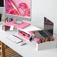 thumbnail image 6 of Desk Dual Monitor Stand Riser with Drawer, Pink, 6 of 12