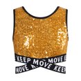 thumbnail image 4 of iiniim Kids Girls Sequin Sleeveless Hip Hop Latin Modern Jazz Dance Crop Tank Top Vest Performance Gold 4, 4 of 7
