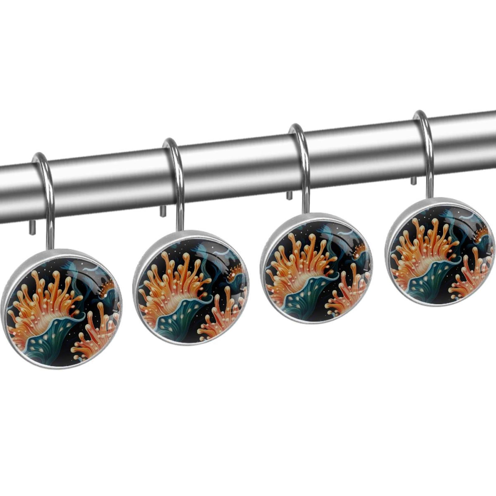 HemaKayy 12 Pcs Decorative Shower Curtain Hooks - Stainless Steel Rings for Bathroom Décor - Easy Glide & Secure Hold - Perfect Decoration for Bathroom Shower Rods - Ocean Sea Slug