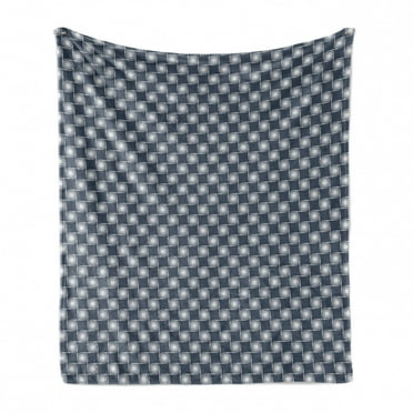 Japanese Soft Flannel Fleece Throw Blanket, Floral Detailed Circles with Lines Eastern Ornament Pattern, Cozy Plush for Indoor and Outdoor Use, 50" x 70", Charcoal Grey Dark Blue, by Ambesonne