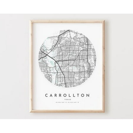 POSTER Carrollton Map Print, Carrollton Map Poster City Wall Art, Tx Road Map, Texas Print Street Map Decor UNFRAMED, 24x36