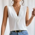 thumbnail image 2 of XFHLMJFF Women's Oversized T-Shirts Loose Fit Stretch New Multi Level V Neck Solid Color Tank Basic Summer Tops, 2 of 5