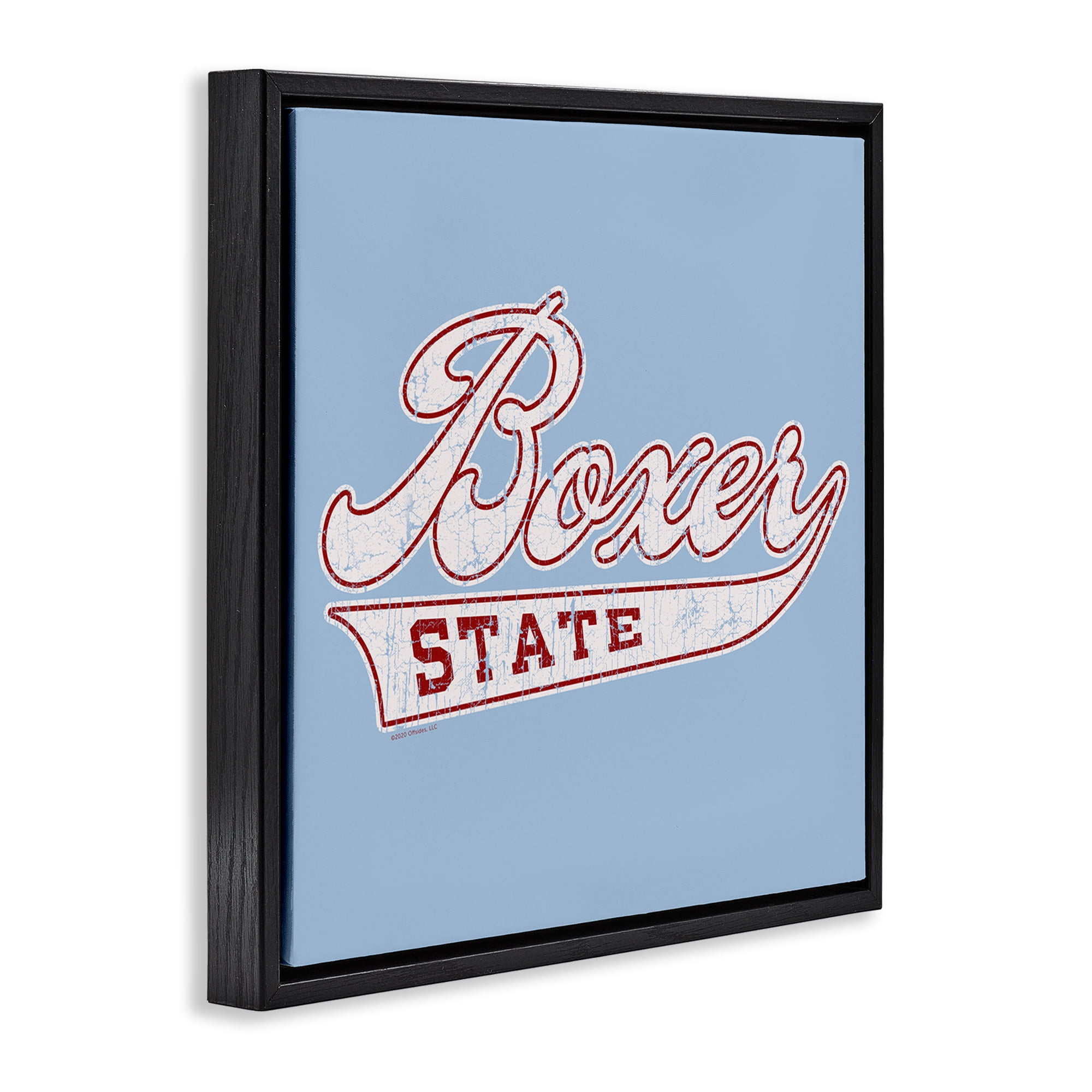 Stupell Industries Boxer State Varsity Style Novelty & Humor Painting Black Floater Framed Canvas Art Print Wall Art, 25 x 25