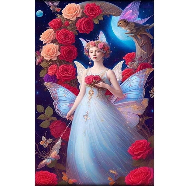 Pintura de diamante 5D DIY Taladro cuadrado completo Hada de las flores Decoración del hogar Artesanía(3) Hugtrwg Para estrenar