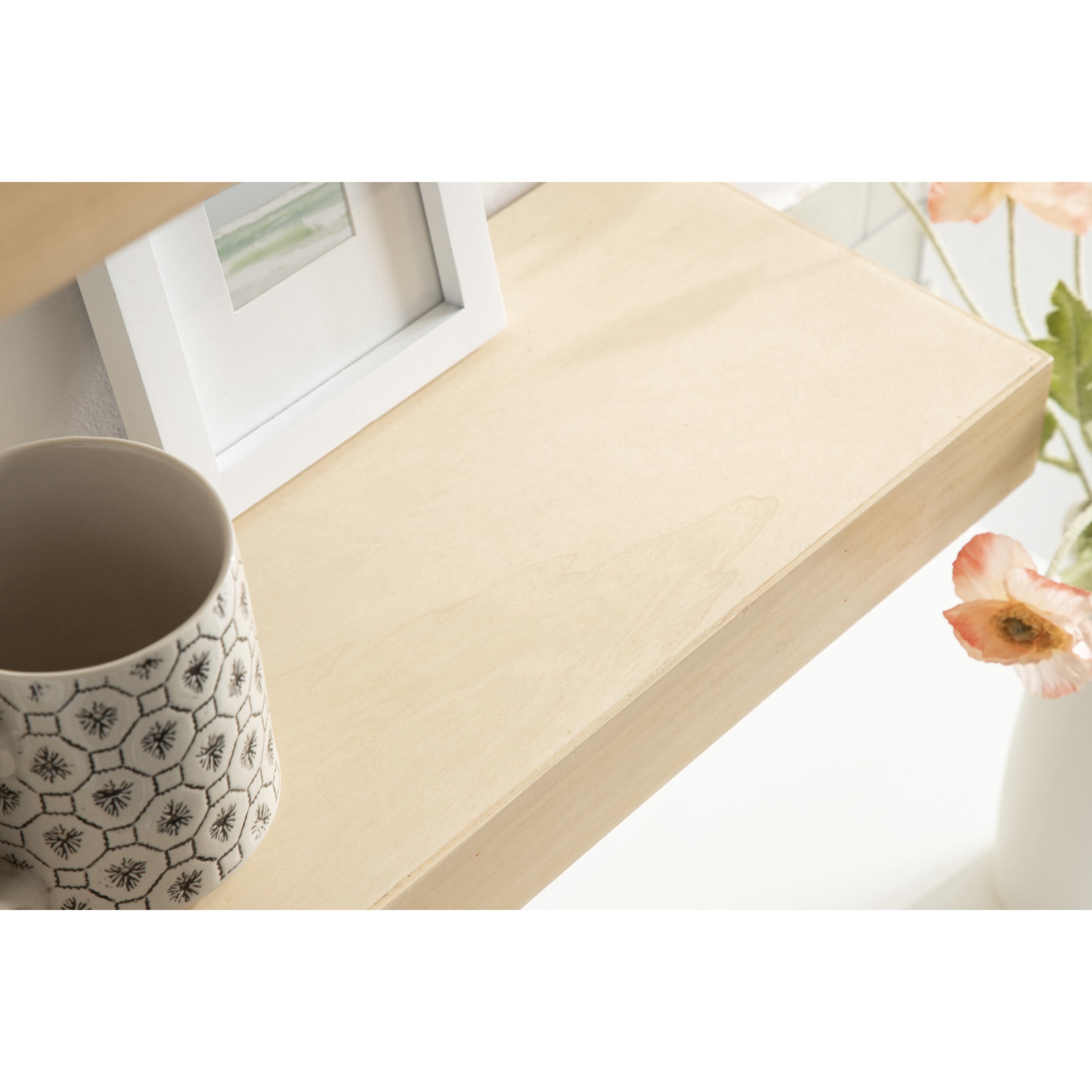 Kate and Laurel Havlock Modern Natural Floating Shelves, Set of 2, 24 x 8, Natural Wood, Mid-Century Functional Bathroom and Kitchen Shelves for Dorm Storage or Apartment Decor