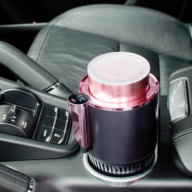 Hot And Cold Cup, Visible Temperature Display Car Cup Warmer With Heightened Base For Office Home For Car Use Purple Lighter