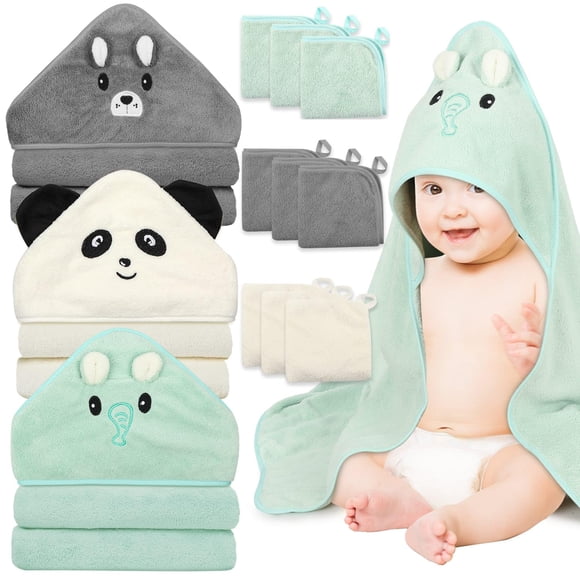 Juego de toallas para bebés Sublaga, 12 unidades, con capucha suave y paños