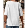 thumbnail image 4 of Camiseta Informal Holgada de Corta con Cuello Redondo y Botones de Algodón y para Mujer, Estilo Formal y de Trabajo M, 4 of 7