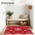 thumbnail image 3 of ODIKA 5'x7' Machine Washable Non-Slip Area Rug, Holiday Starburst Featuring Delicate Interwoven Snowflakes High Traffic Rug, Red, 618516, 3 of 7