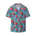 thumbnail image 2 of Lsque Cute Strawberry Flower Pot print Men's Cuban Collar Short Sleeve Shirt Summer Beachwear Casual Button Down Fashionable Vacation Leisure Shirt-Medium, 2 of 7