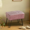 thumbnail image 4 of Home Soft Things Textured Velvet Ottoman Stool Chair, Upholstered Footrest with Black Metal Legs, Withered Rose, 19" x 13" x 17", 4 of 7