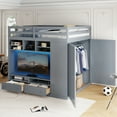 thumbnail image 2 of Loft Bed with Drawers, Shelves and Light - Gray, 2 of 8