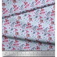 thumbnail image 2 of Soimoi Blue Rayon Fabric Snowman,Candies & Gift Box Christmas Decor Fabric Printed Yard 56 Inch Wide, 2 of 3