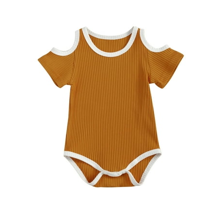 

One opening Baby Girl s Round Neck Short Sleeve Bodysuit One-piece Suit