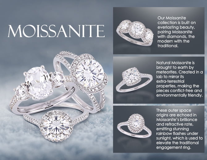 Everly Women's Created Moissanite 10K White Gold Engagement Ring