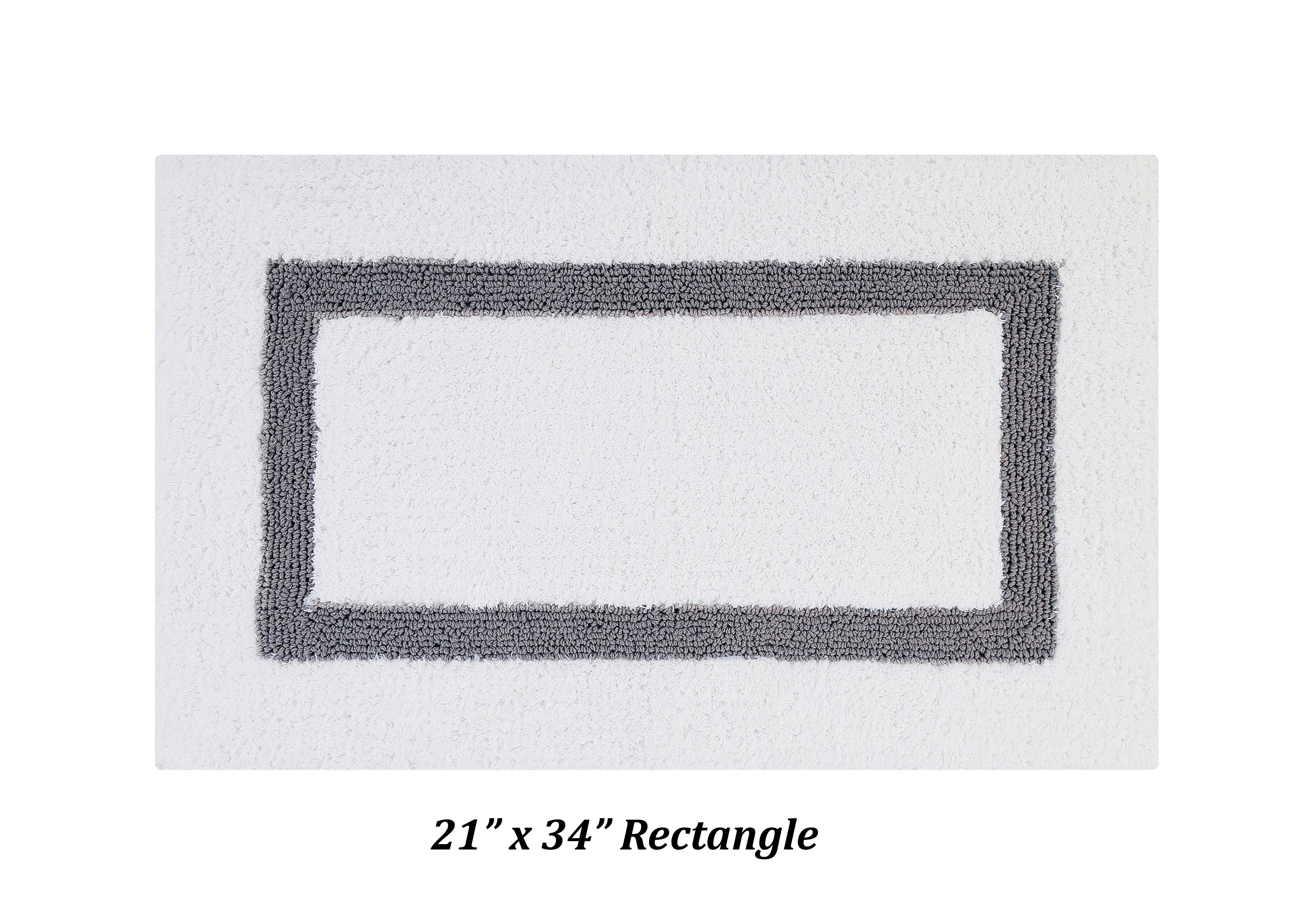 Better Trends 3 Piece Bathroom Rug Set 100% Cotton Tufted Bath Rug Soft Absorbent, Reversible Machine Washable Bathmat for Bathroom Decor, Laundry Room Hotel Collection - White/Gray
