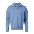 thumbnail image 4 of VNKIDY Men's Sweatshirt Autumn Winter Casual Solid Color Quarter Zip Pullover Stand Collar Long Sleeve Loose Fit Warm Sweatshirt For Daily Wear Trendy Tops, 4 of 6
