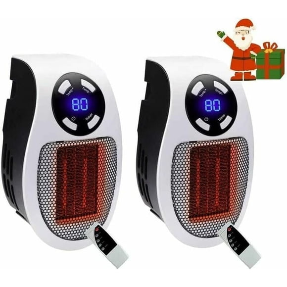 2-Piece 500 Watt Ceramic Fan Heater Mini Fan Heater Portable Energy Saving Space Heater with Thermostat and Timer